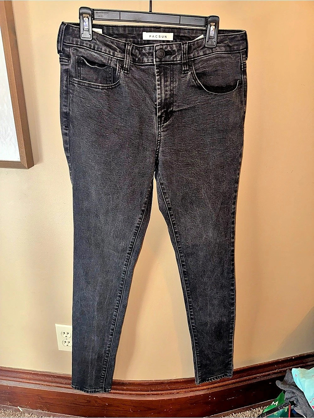 Pacsun Stacked Skinny Jeans Black Waist 31x32